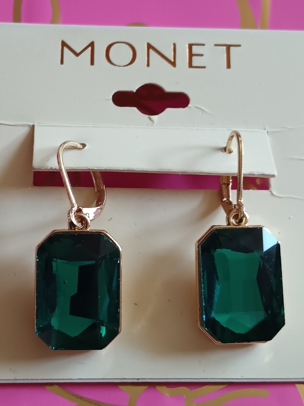MONET FAUX EMERALD EARRINGS